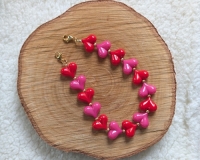 Sleutel / tas / telefoonhanger hartjes roze rood goud