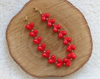 Sleutel / tas / telefoonhanger hartje rood goud