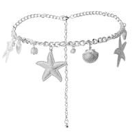 Heupketting zeeleven met imitatie parels goud/wit